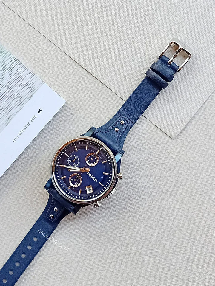 Fossil ES4113 Original Boyfriend Chronograph Blue Leather Watch - Image 4